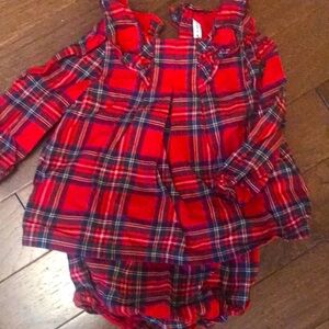 Janie and Jack red plaid 18 months 2 piece girls Christmas dress